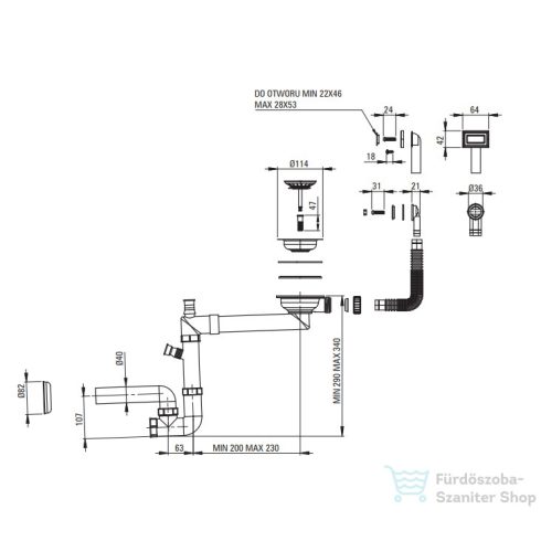 Deante Helytakarékos szifon gránit mosogatókhoz, szálcsiszolt arany ZXY_R949