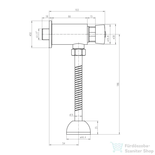 AQUALINE Önelzáró piszoár szelep, 1/2", króm ZY12022