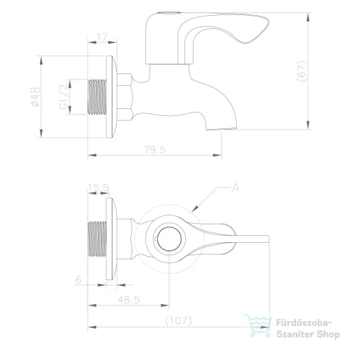 AQUALINE fali kifolyószelep, 1/2", króm ZY12033