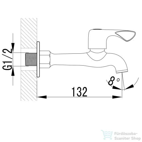 AQUALINE fali kifolyószelep, 1/2", króm ZY12062