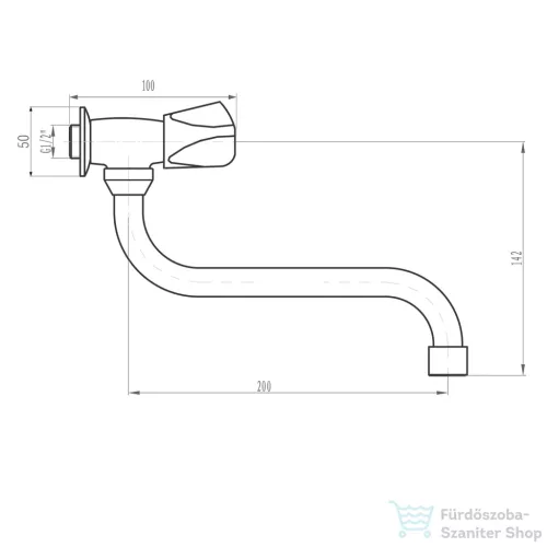 AQUALINE Faliszelep kifolyóval, 1/2", króm ZY1812