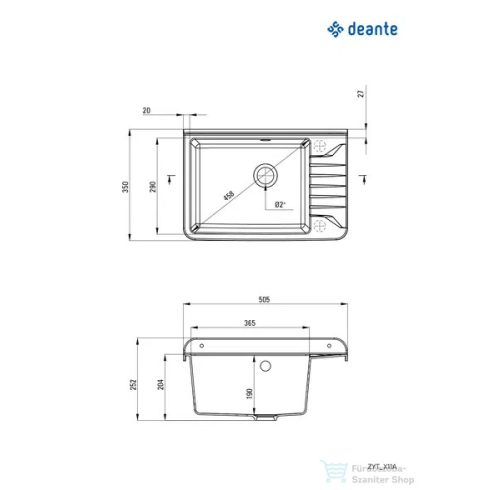 Deante GARDEN ipari mosogató, 1 medencés, 505x350 mm, szürke ZYT_311A