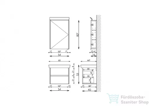 TBoss Bora 60 cm-es fürdőszobabútor szett