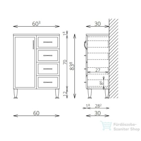 TBoss Classic A60F 60x83x30 állószekrény