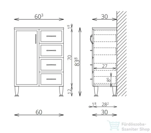 TBoss Classic A60F 60x83x30 állószekrény