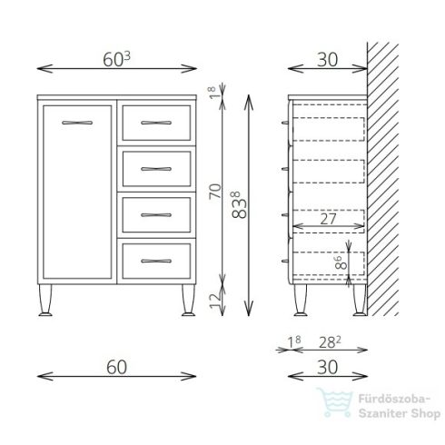 TBoss Classic A60F 60x83x30 állószekrény