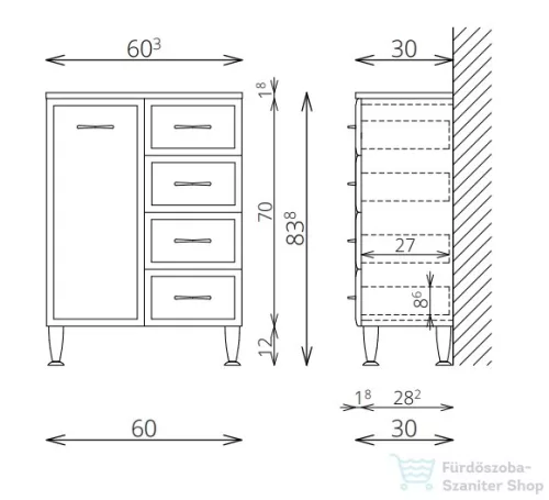 TBoss Classic A60F 60x83x30 állószekrény