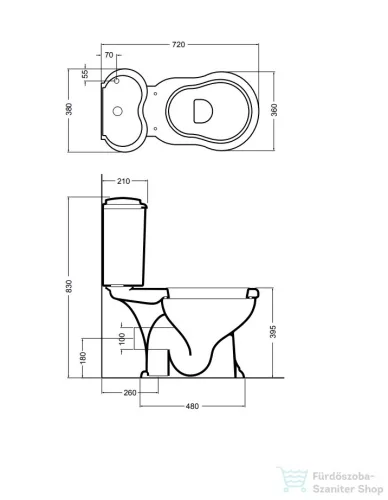 AXA CONTEA alsó kifolyású monoblokkos wc, komplett