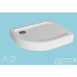 H2O Nero E 100x80 standard íves zuhanytálca, jobb, fehér