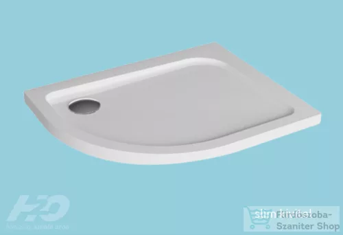 H2O Nero E 100x80 slim íves zuhanytálca, jobb, fehér