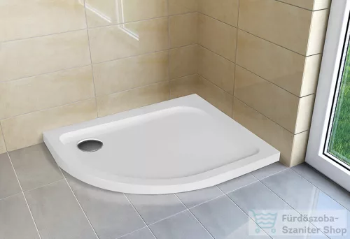 H2O Nero E 100x80 slim íves zuhanytálca, jobb, fehér