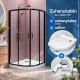 Kolpa San Eco Quat TKP 80×80, fekete íves zuhanykabin + Ontex előlapos zuhanytálca + szifon csomag