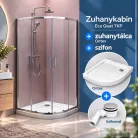 Kolpa San Eco Quat TKP 90×90, ezüst íves zuhanykabin + Ontex előlapos zuhanytálca + szifon csomag
