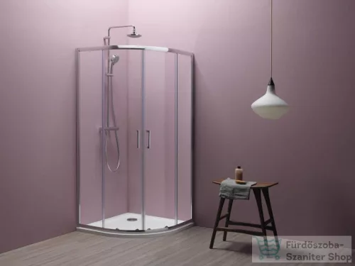 Kolpa San Eco Quat TKP 90×90, ezüst íves zuhanykabin + Ontex előlapos zuhanytálca + szifon csomag